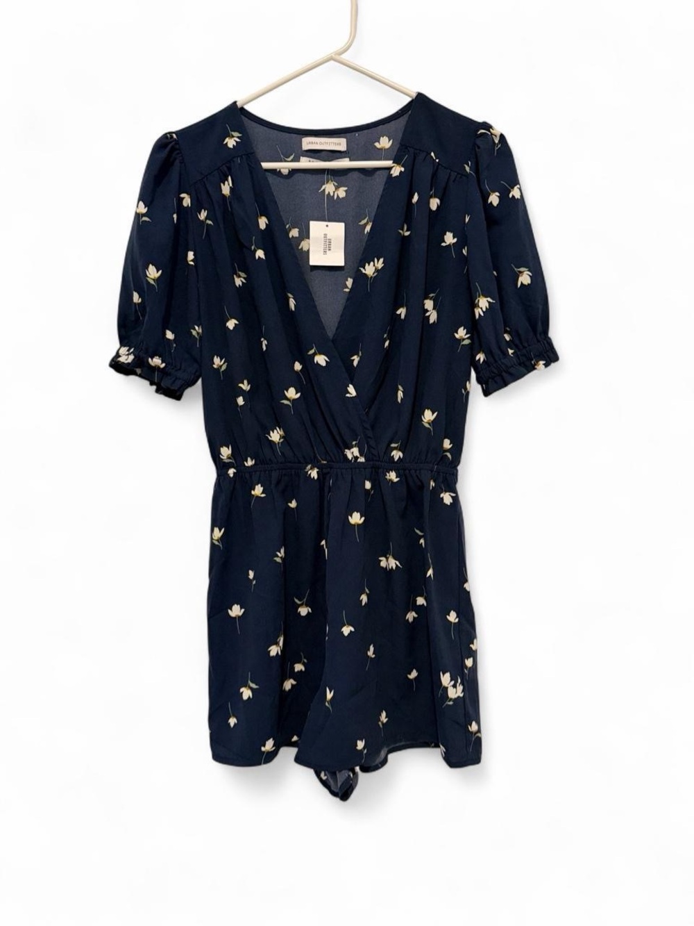 Navy Floral Wrap Romper - Size Medium